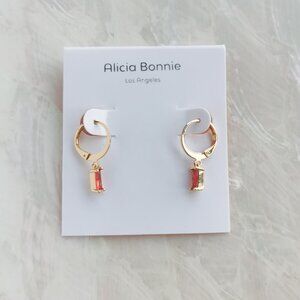 Alicia Bonnie • Twinkling Treasure Gold Red Crystal huggie drop earrings